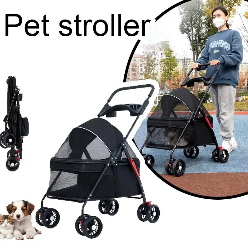 Lightweight Foldable Pet Stroller – Compact Baby-Style Stroller for Small Dogs, Cats & Puppies | Ideal for Outdoor Travel
