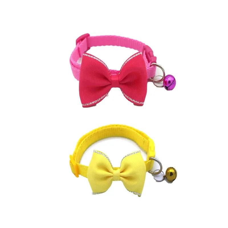 Cute Cat Collar with Bow & Bell – Adjustable Pet Collar Set (1–8 PCS, Multicolor)