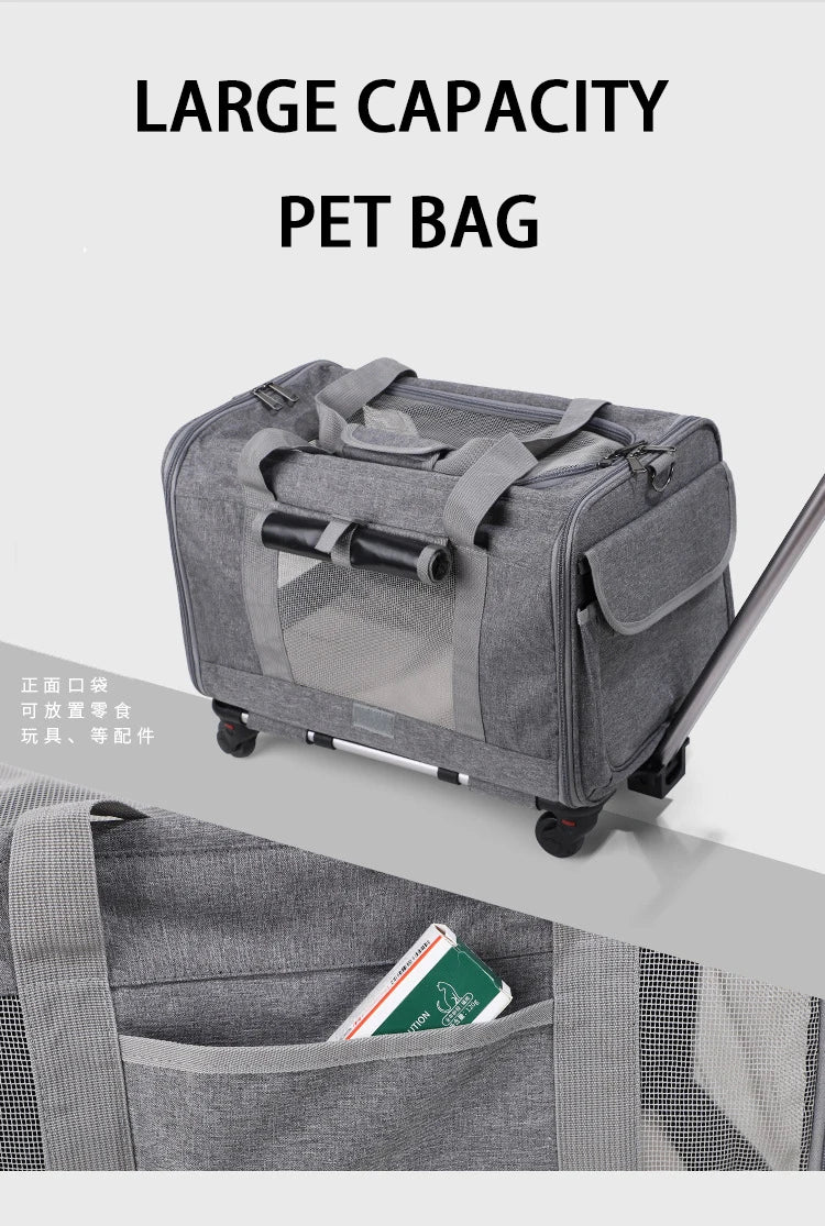 Rolling Pet Carrier – Airline Approved Travel Bag with Wheels for Dogs & Cats