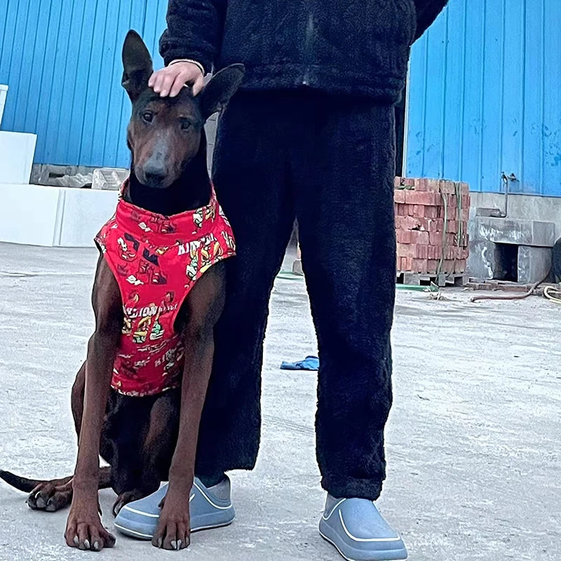 Fashion Waterproof Dog Jacket – Warm Winter Coat with Harness Buckle for Large Dogs
