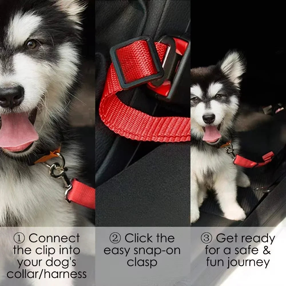 Dog Car Seat Belt – Safety Travel Harness Leash for Pets | Adjustable Breakaway Car Restraint for Dogs & Cats