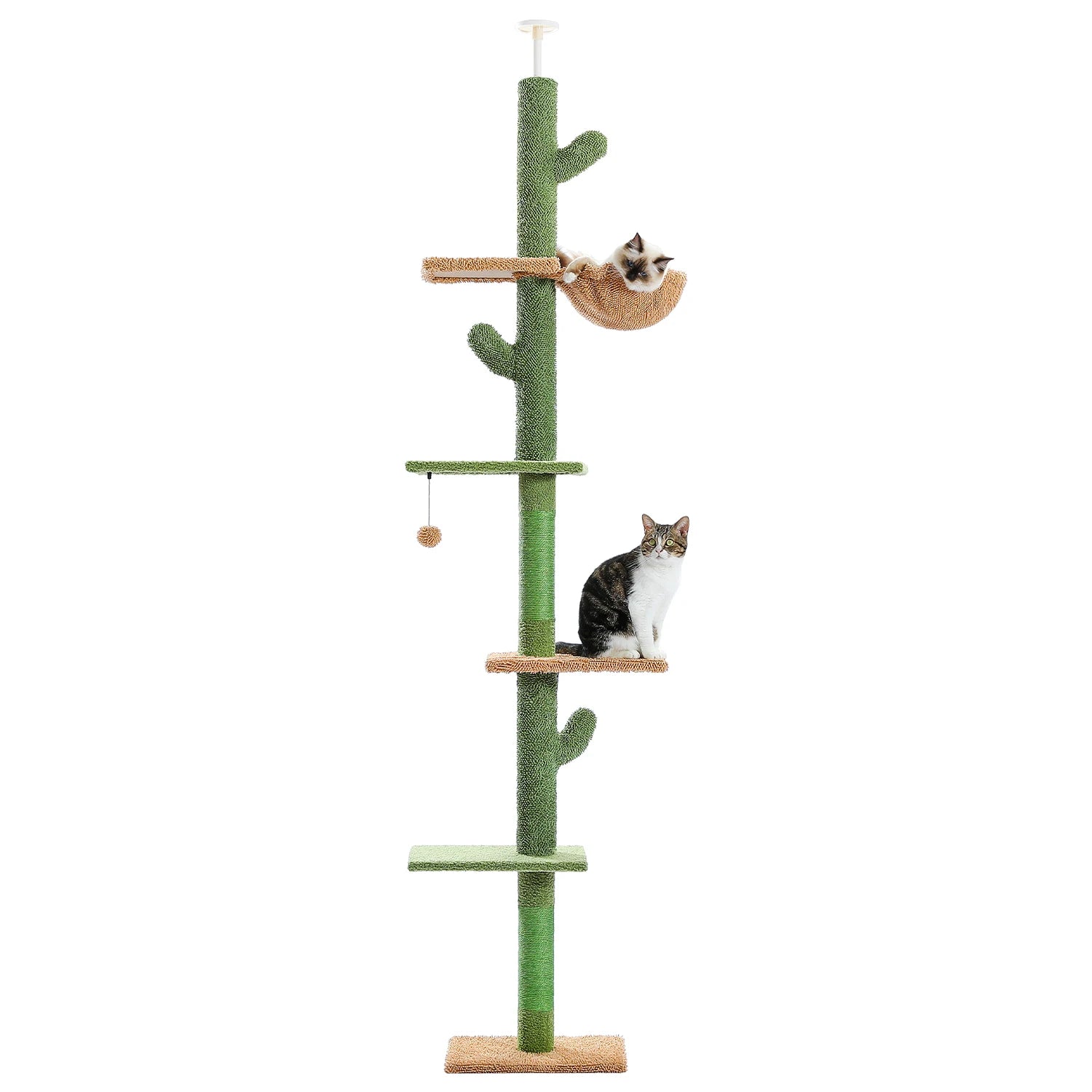 Cactus Cat Tree – 5-Tier Floor-to-Ceiling Tower with Hammock & Scratching Posts
