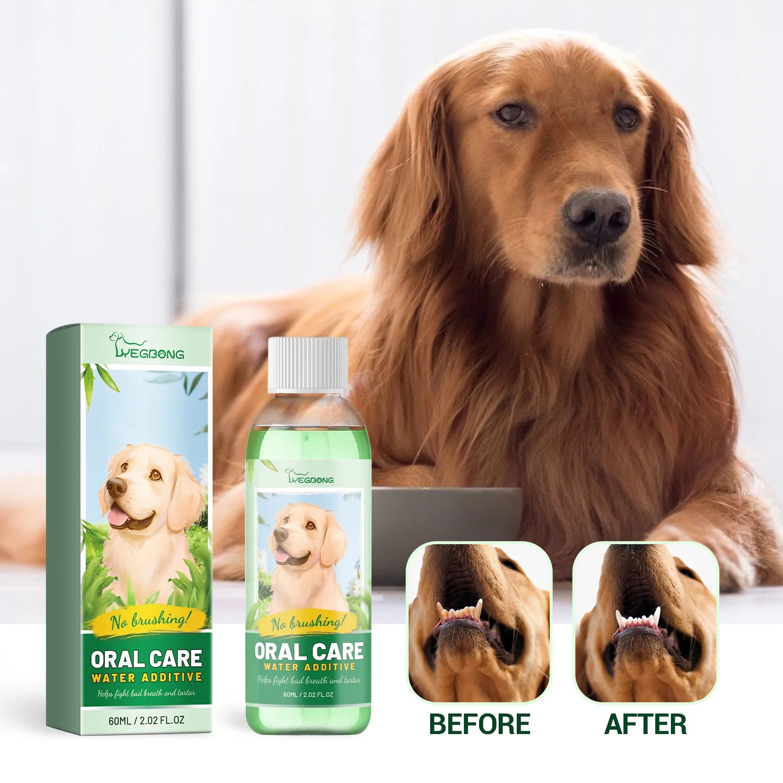Pet Fresh Breath & Oral Care Solution – Dog & Cat Water Additive for Clean Teeth, Stain & Odor Removal, Earwax & Ear Odor Cleaner