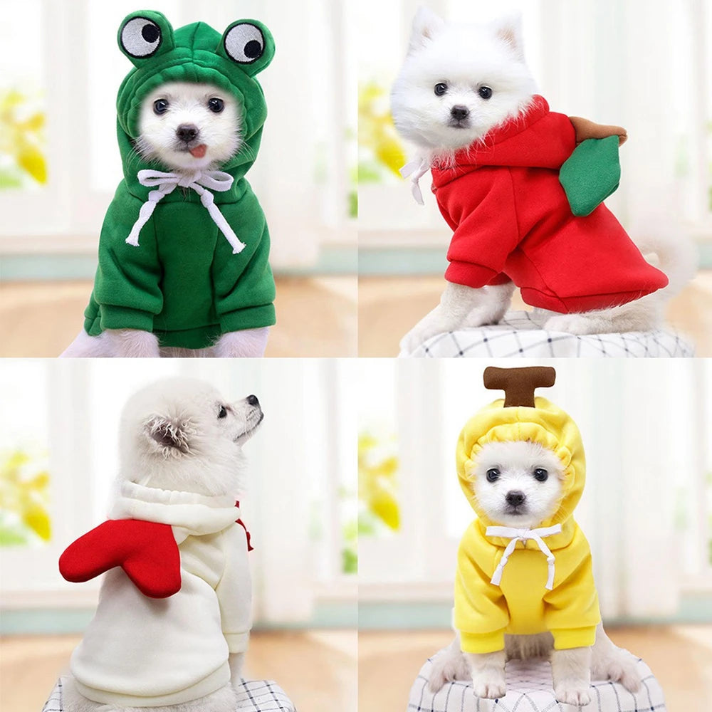 Fall Dog Hoodie – Plush Coat Sweatshirt for Small Dogs & Cats