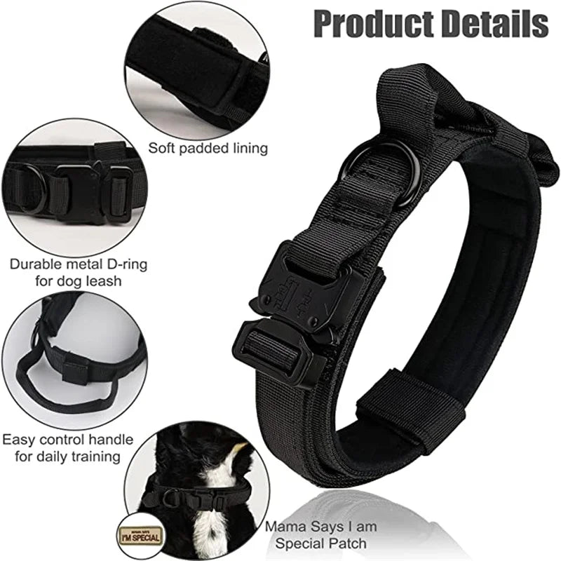 Tactical Dog Collar & Leash Set – Adjustable Military Training Gear for Medium & Large Dogs
