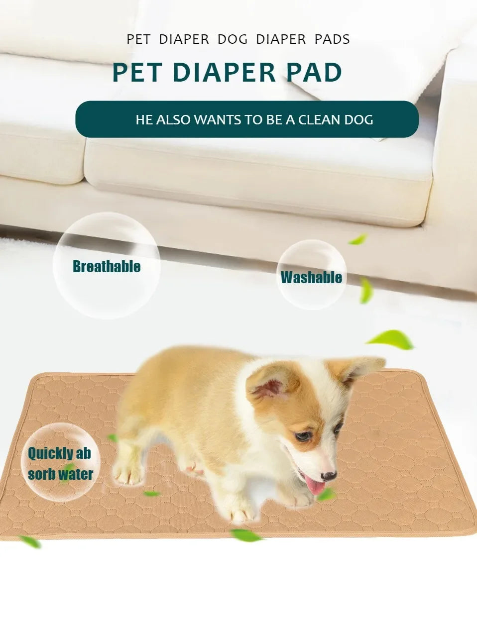 Reusable Dog Pee Pad Blanket – Absorbent Washable Training Pad & Bed Protector for Pets