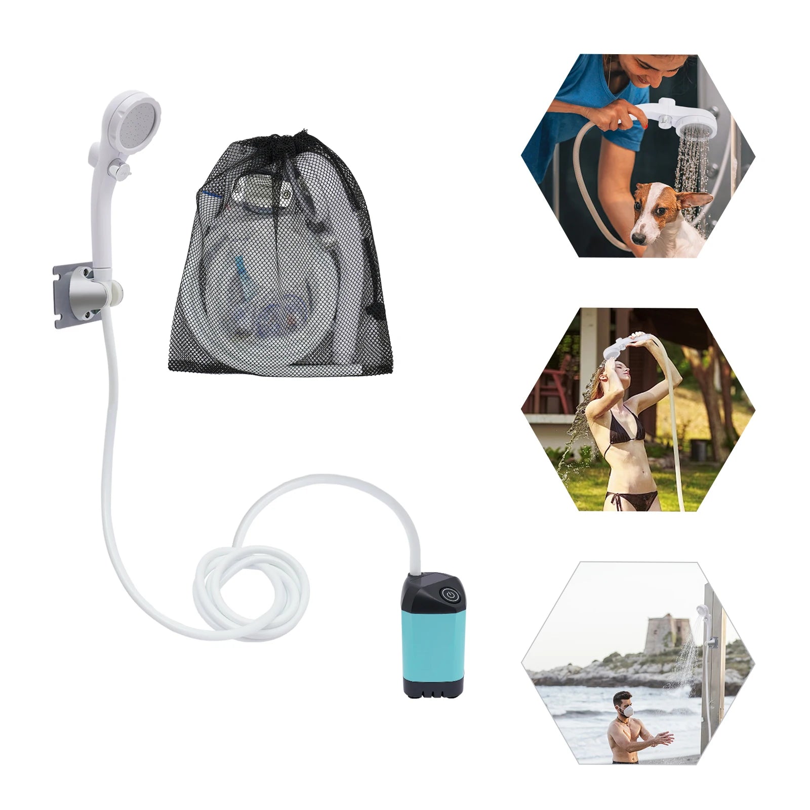 Portable Camping Shower with Digital Temperature Display – 4800mAh Rechargeable for Travel, Beach, Pet Bathing