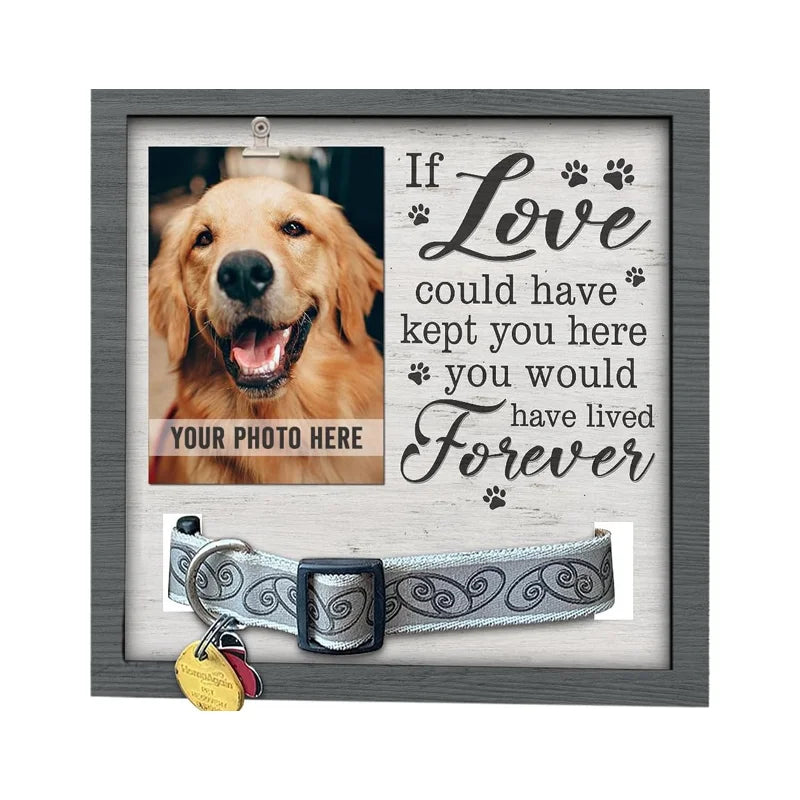 Wooden Pet Memorial Frame – Photo & Collar Display Keepsake