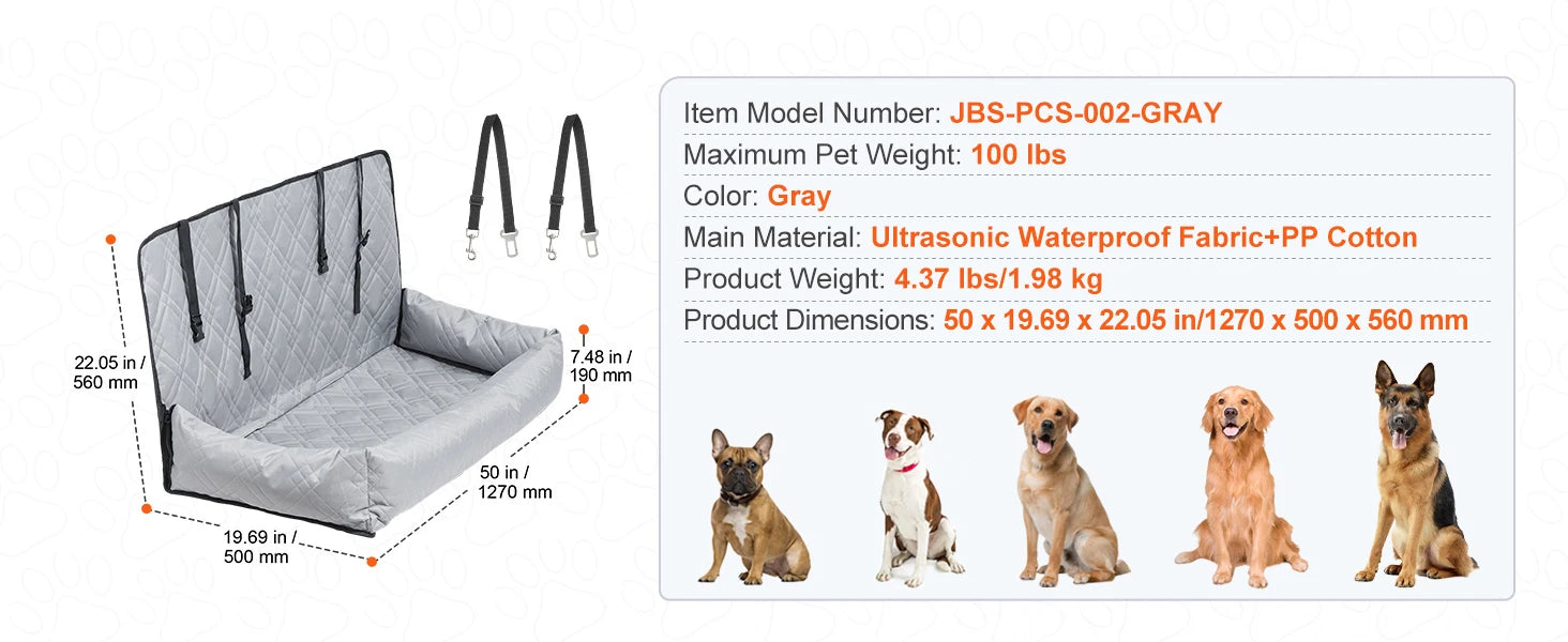 SucceBuy Dog Car Seat – Waterproof Booster Seat & Travel Bed for Medium & Large Dogs