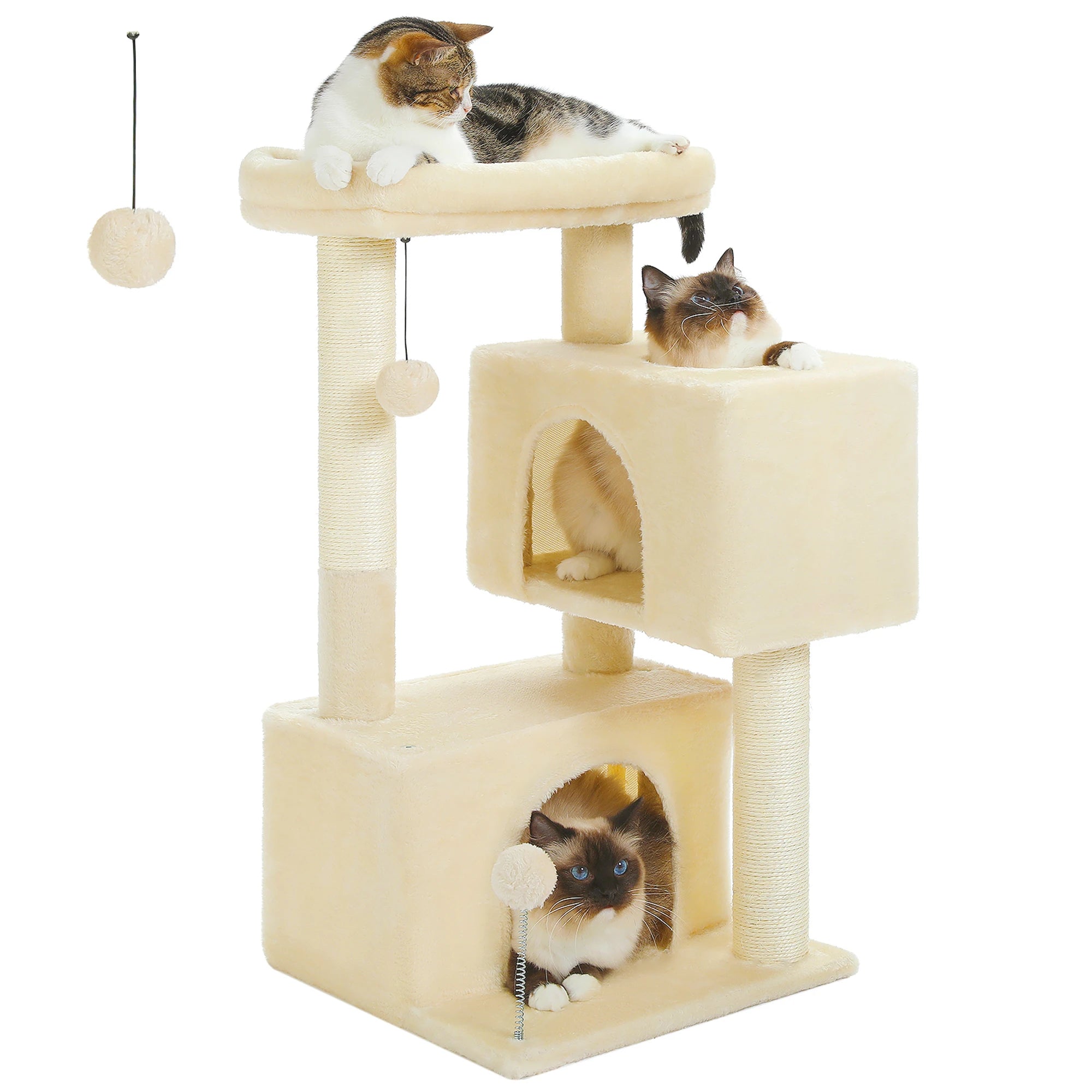 82cm Cat Tree Tower – Double Condos with Detachable Perch & Spring Ball