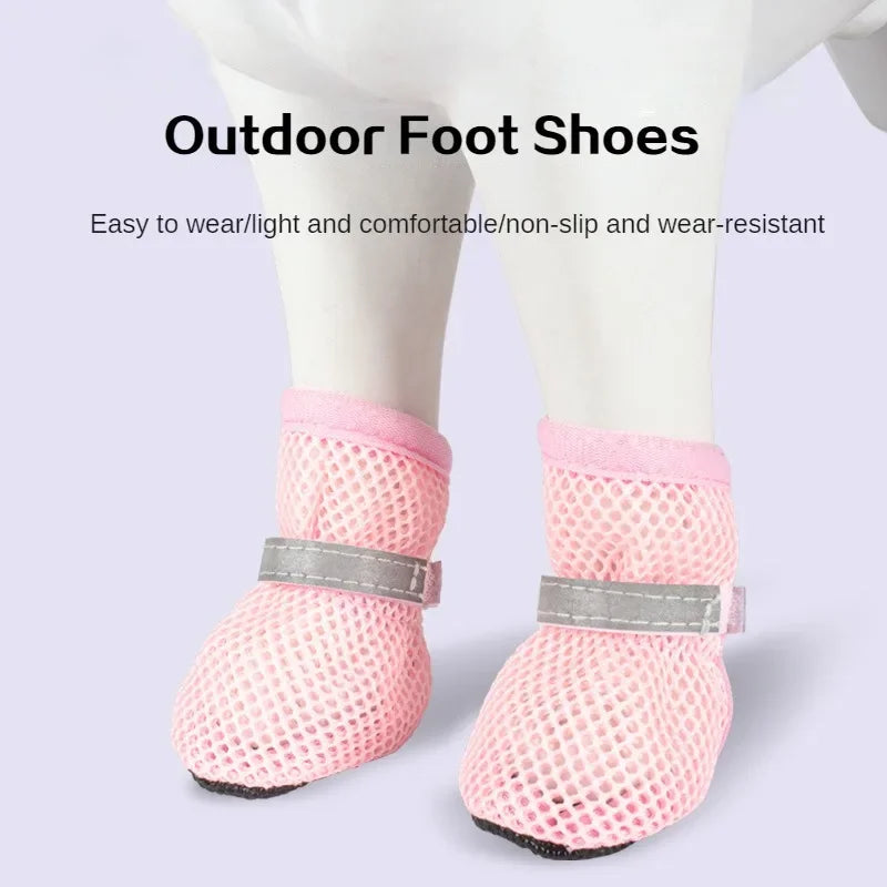 4-Pack Non-Slip Dog Shoes – Breathable, Wear-Resistant Boots for Small & Medium Dogs