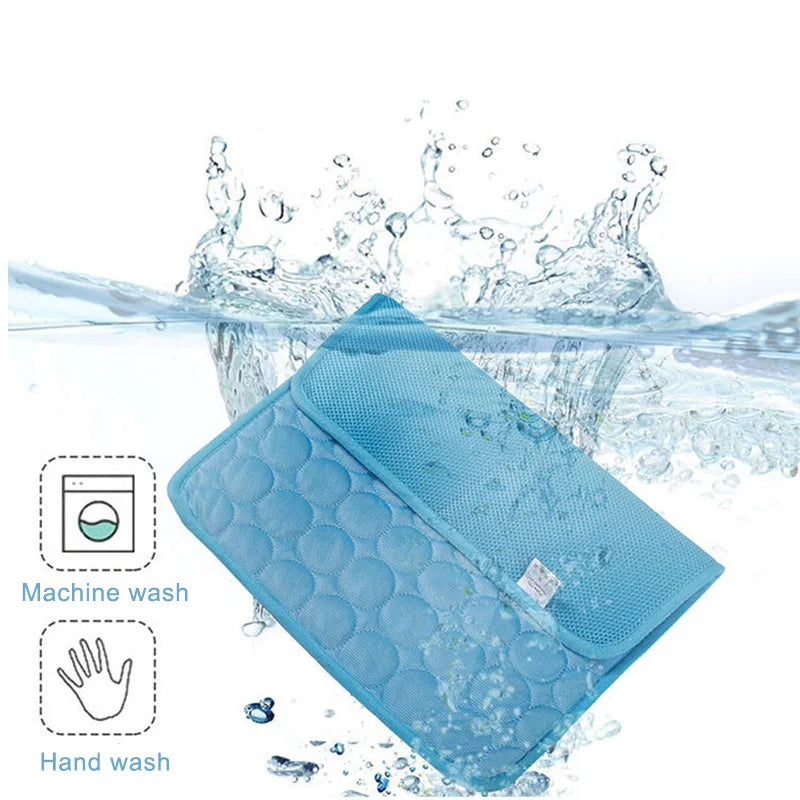 Pet Dog Cooling Bed Mat – Extra Large Iced Summer Rug for Dogs & Cats, Washable and Durable