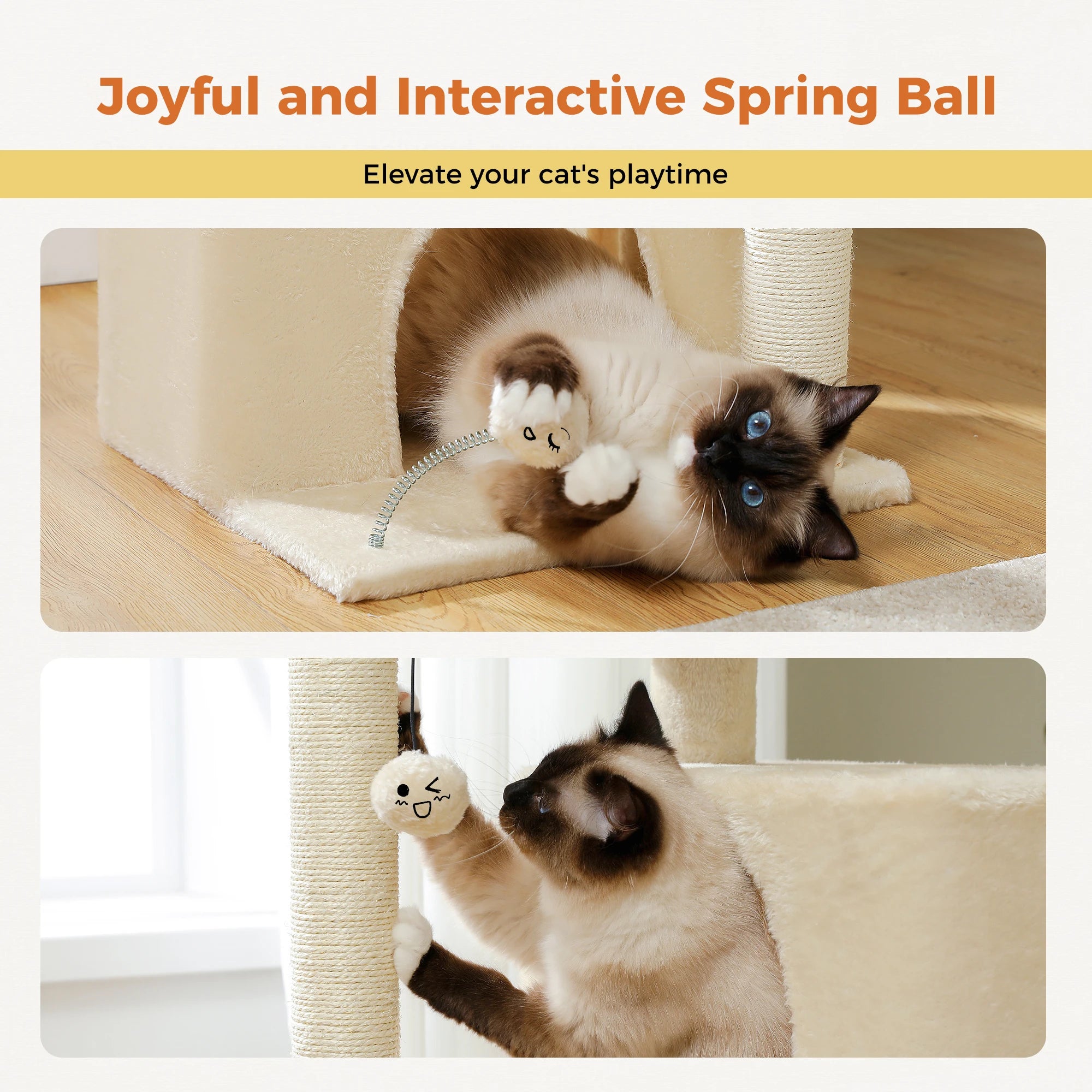 82cm Cat Tree Tower – Double Condos with Detachable Perch & Spring Ball