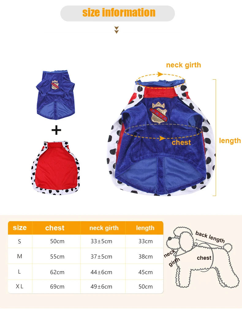 Dog King Costume – Cloak & Hat Set for Medium & Large Dogs