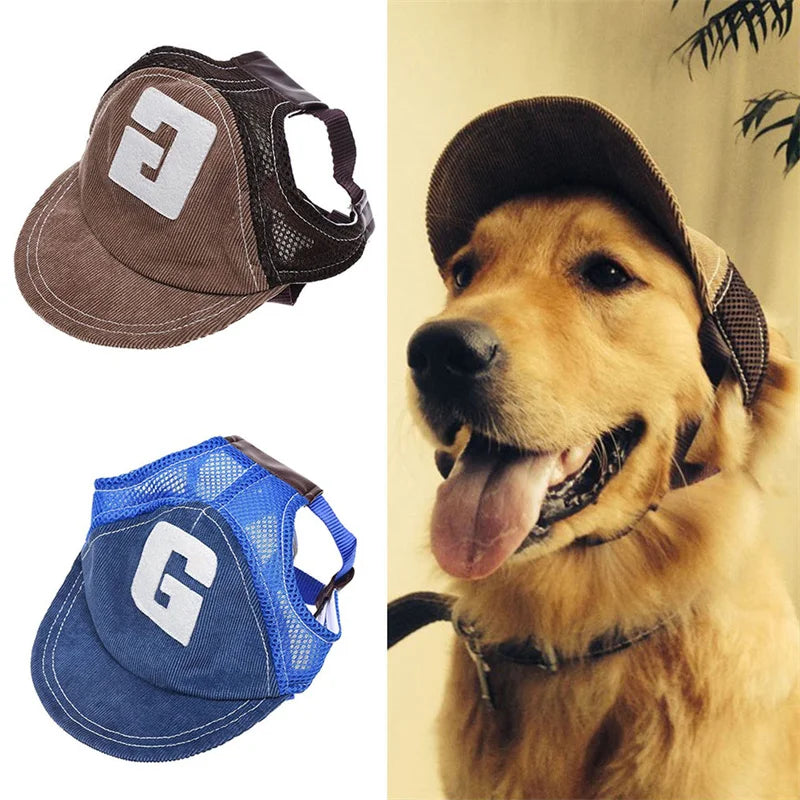 Dog Baseball Cap – Adjustable Outdoor Sunscreen Hat with Ear Holes for Small, Medium & Large Dogs