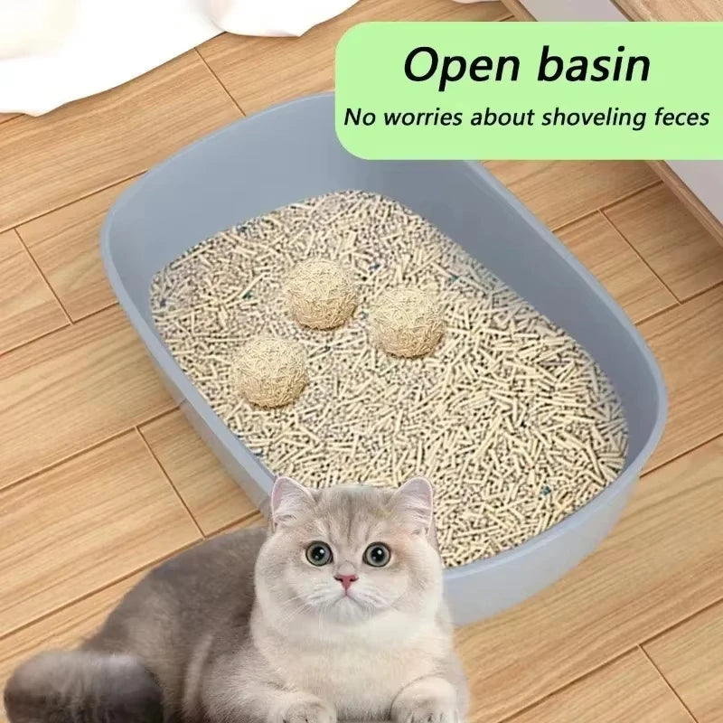 Semi-Closed Cat Litter Box – Large Capacity, Non-Stick Removable Tray with Splashproof Design for Kittens & Adult Cats