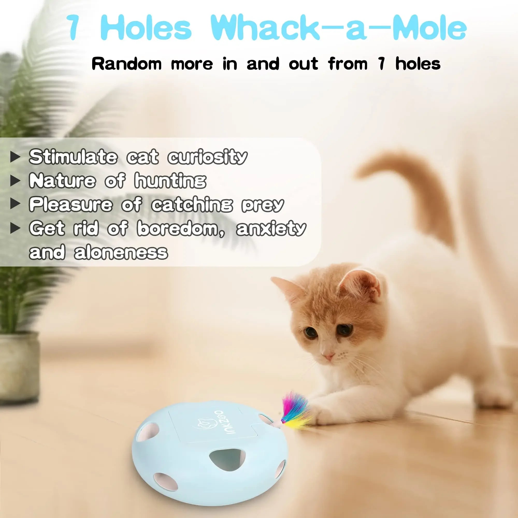 PERKEO Interactive Cat Toy – 7-Hole Automatic Whack-A-Mole Game