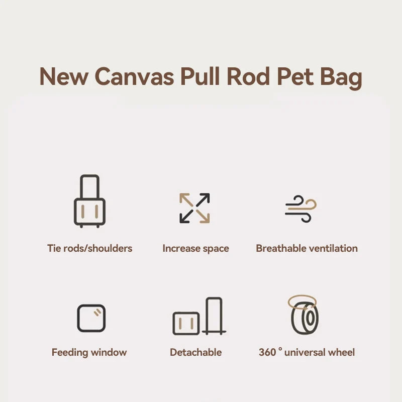 HOOPET Pet Travel Trolley – Portable Rolling Carrier for Cats & Small Dogs