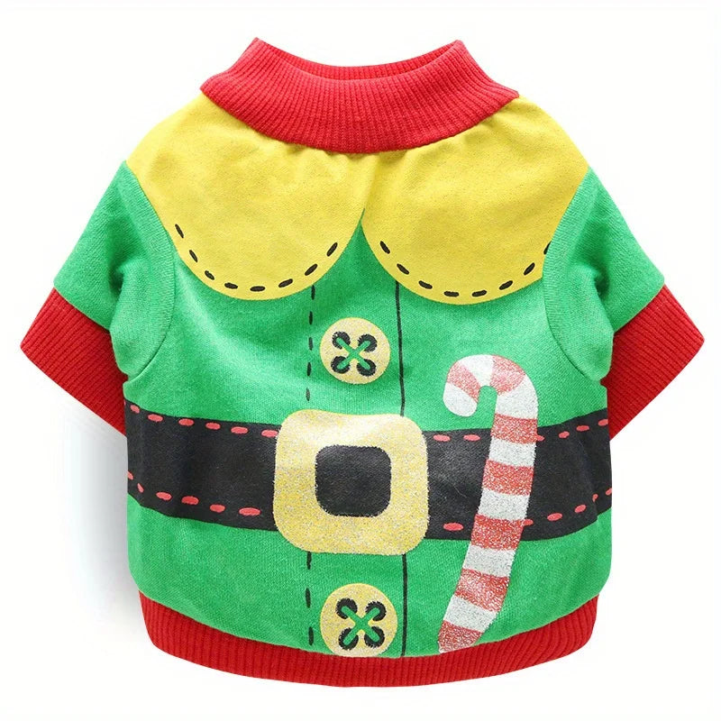 Christmas Pet Hoodie – Santa Print Warm Holiday Sweater for Dogs & Cats