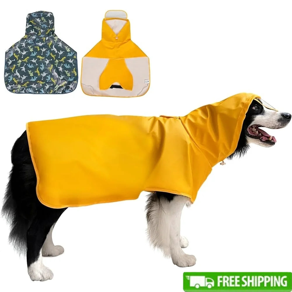 Adjustable Waterproof Dog Raincoat with Clear Hood – Lightweight Pet Jacket with Leash Hole for Outdoor Rainy Weather