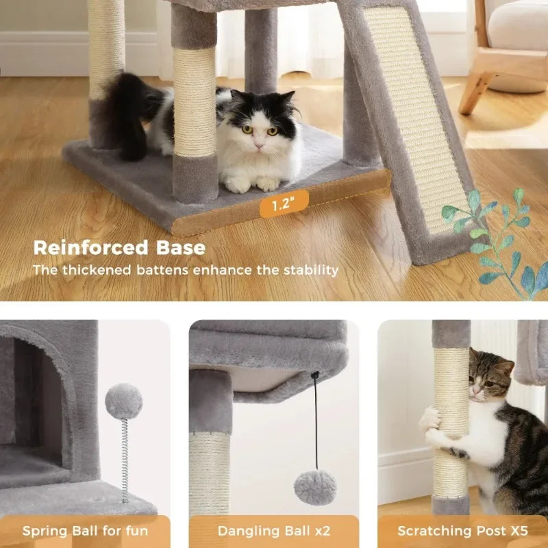 69" Cat Tree – Large Multi-Level Cat Tower with Scratching Posts for Indoor Cats