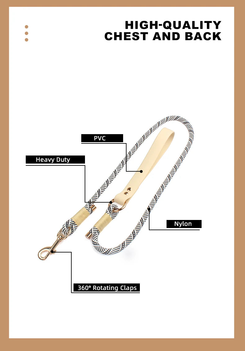 Nylon Rope Dog Leash – Durable PVC Lead for Dogs & Cats (2024 Style)