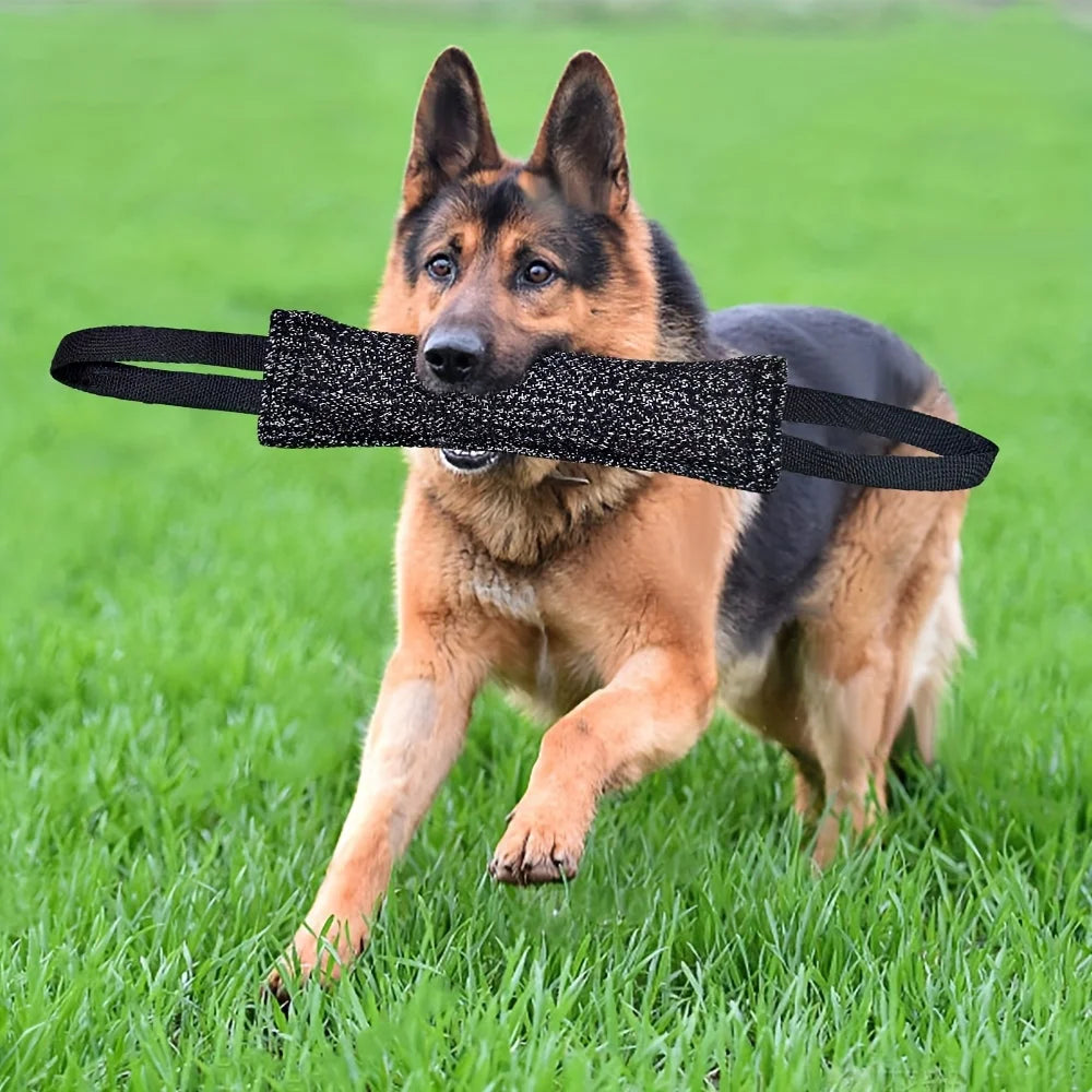 Dog Training Bite Stick – Double Handle Jute Tug Toy for Interactive Play & Bite Training