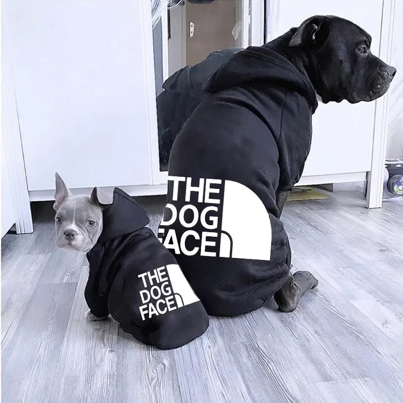 Pet Dog Hoodie – Autumn/Winter Sweatshirt for Large Dogs with “Dog Face” Text Pattern