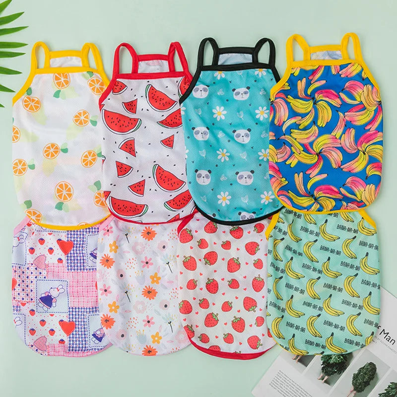 Ultra-Thin Summer Cooling Vest for Dogs & Cats – Breathable Fruit Print Pet T-Shirt (XS–XXL)