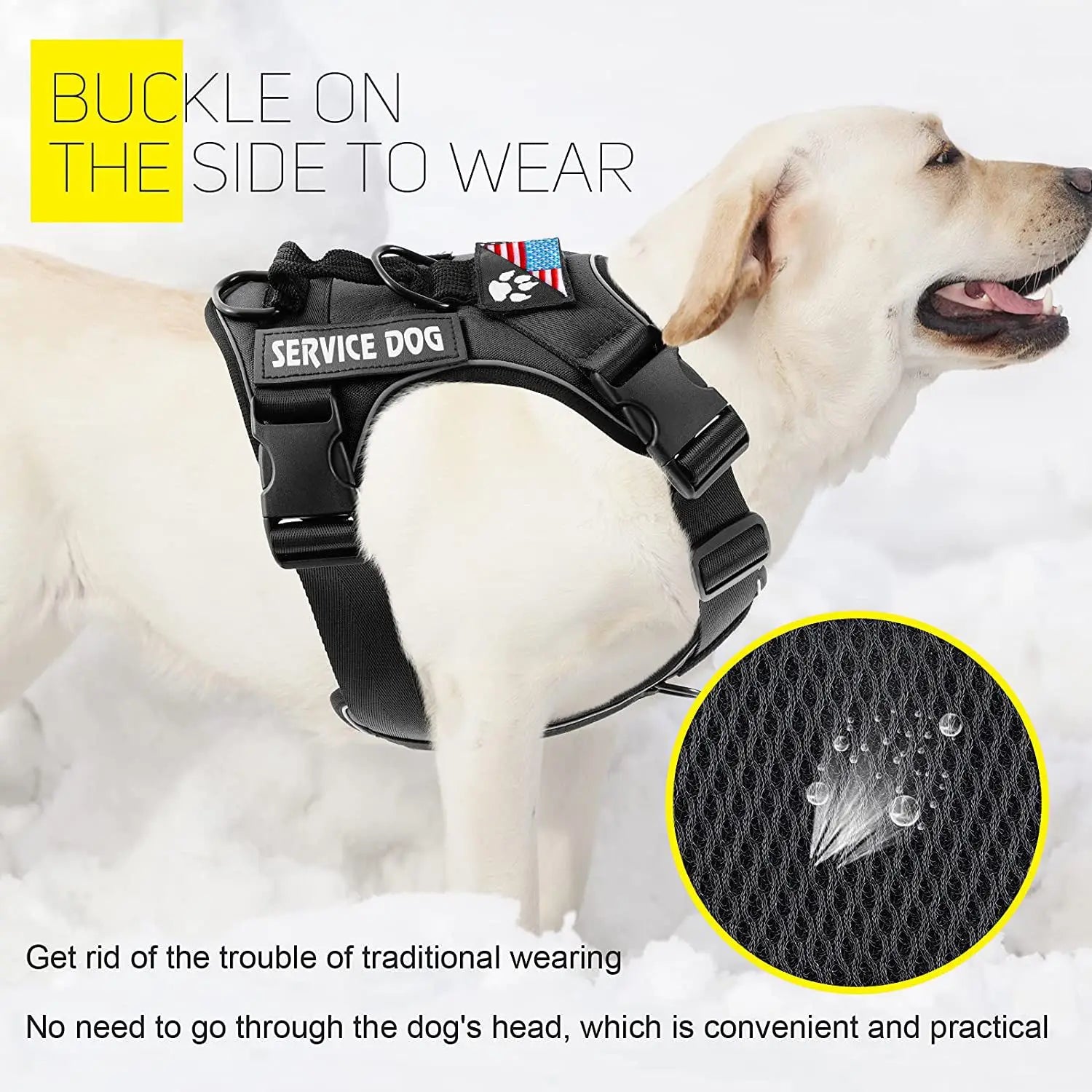 Service Dog Harness – Reflective Adjustable Dog Vest with 5 Patches, Soft Oxford & Mesh
