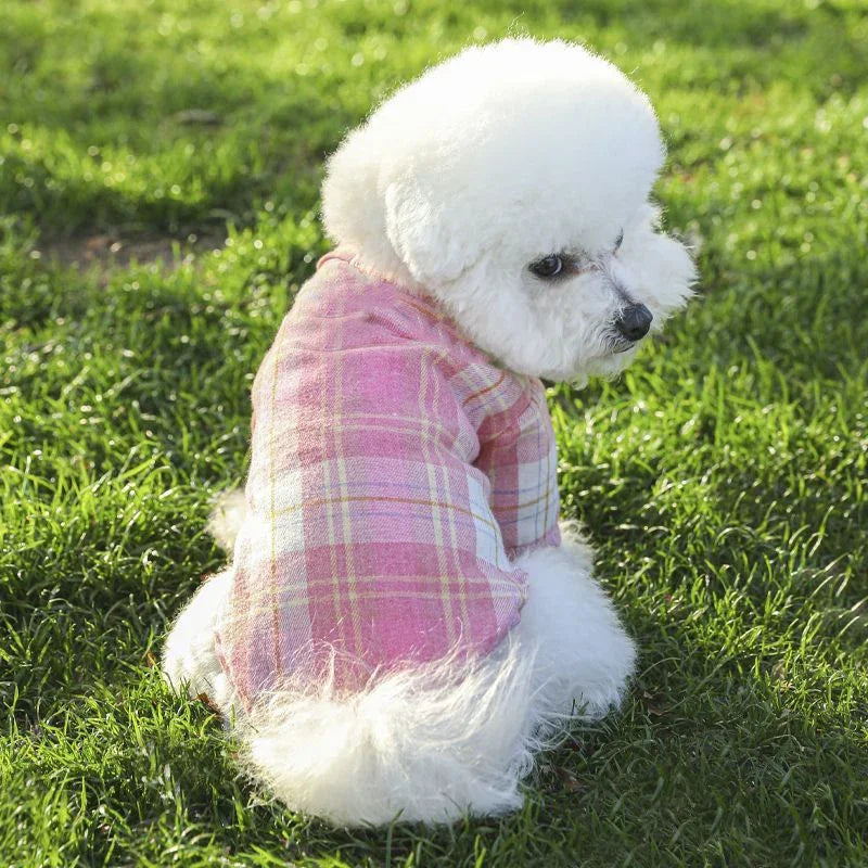 Summer Plaid Dog Shirt – Lightweight Pet Vest for Small Dogs & Cats