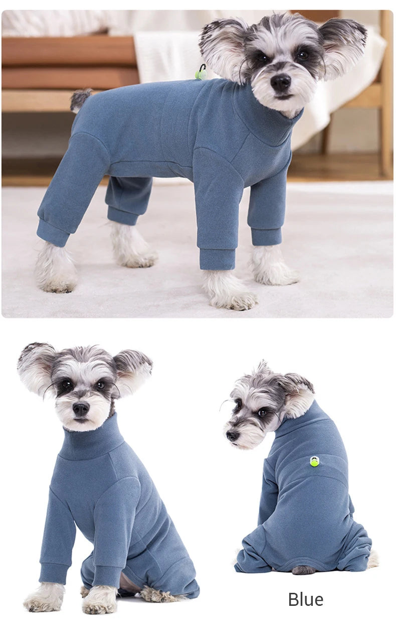 Winter Dog Pajamas – Soft Velvet Warm Jumpsuit for Small Dogs with High Neck