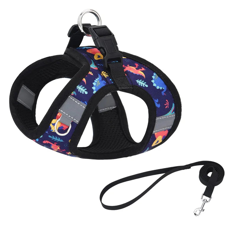 HP386 Pet Harness & Leash Set – Printed Vest Harness with 1.5m Rope