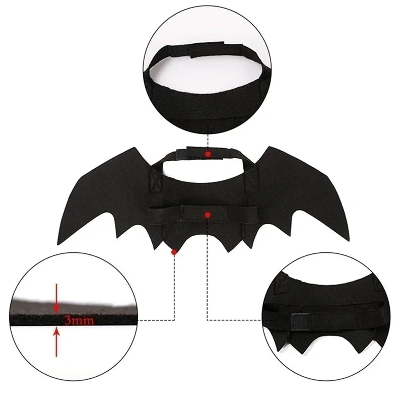 Halloween Bat Wings Costume – Funny Pet Harness Outfit for Dogs & Cats