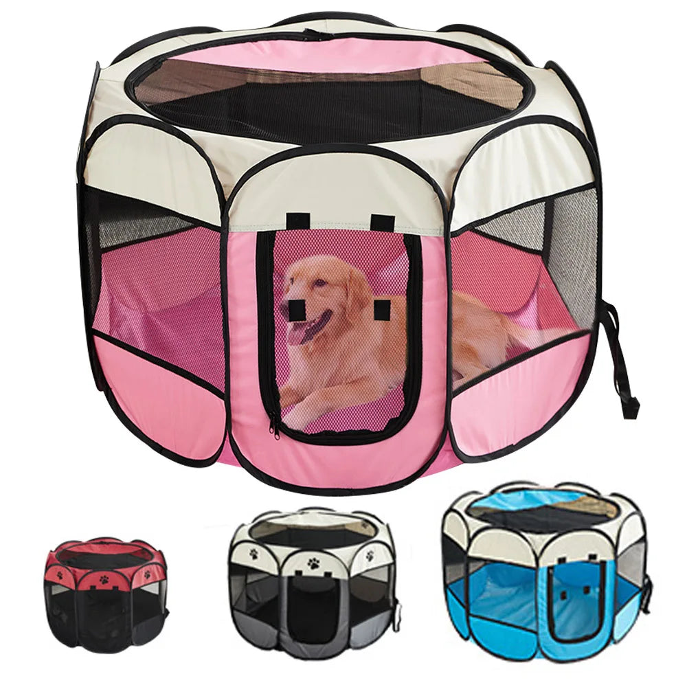 Foldable Pet Tent – Portable Octagonal Cat & Dog Playpen with Durable Oxford Cloth for Indoor & Outdoor Use