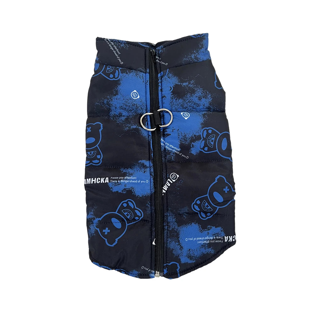 Fashion Waterproof Dog Jacket – Warm Winter Coat with Harness Buckle for Large Dogs