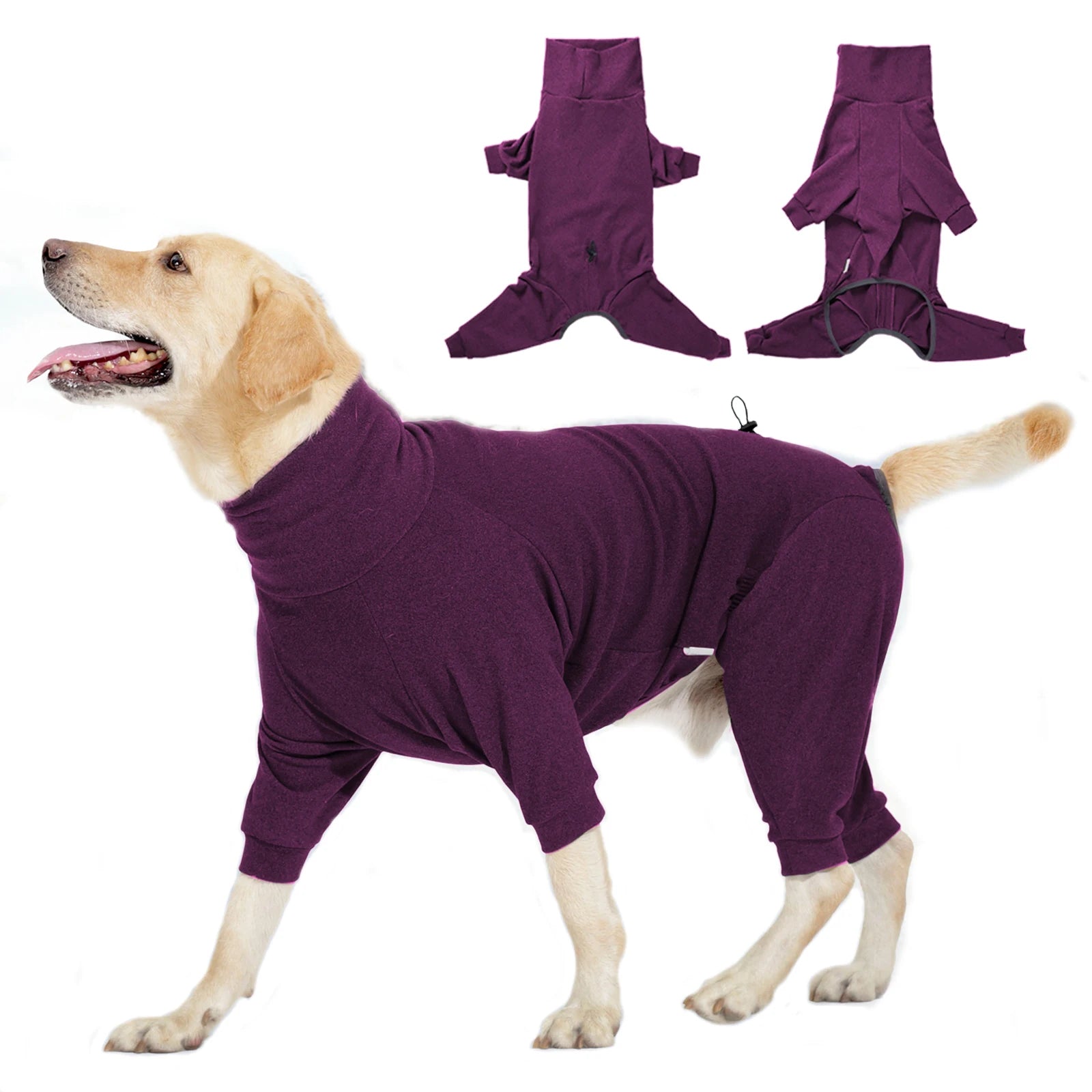 Warm Fleece Dog Jumpsuit – Windproof High-Collar Winter Overalls for Large Dogs