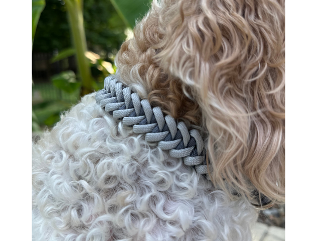 Fishtail Hand Braided Dog Collar in Graphite & Smoke