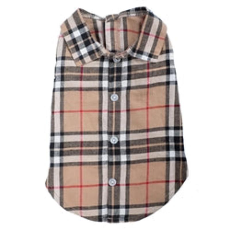 Tan Plaid Dog Shirt