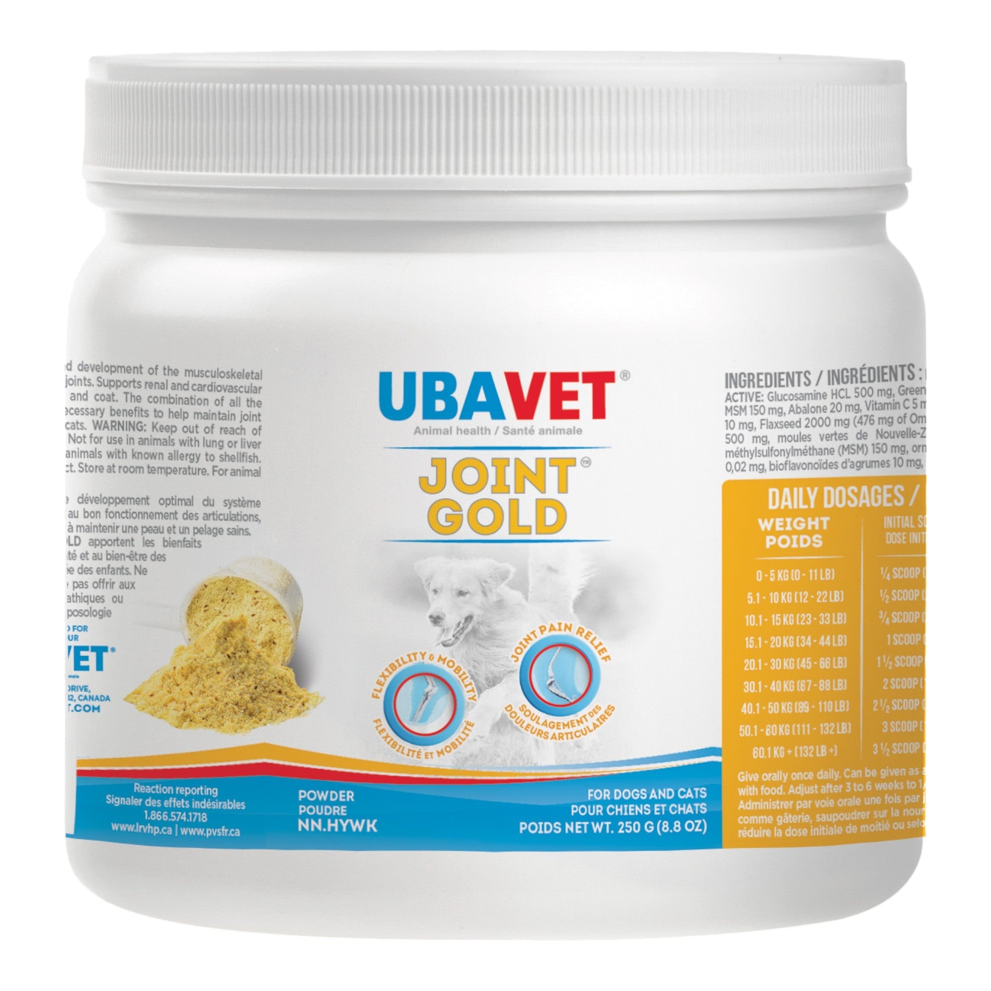 UBAVET Joint Gold Joint Care Powder for Dogs & Cats – 8.8 oz (250g)