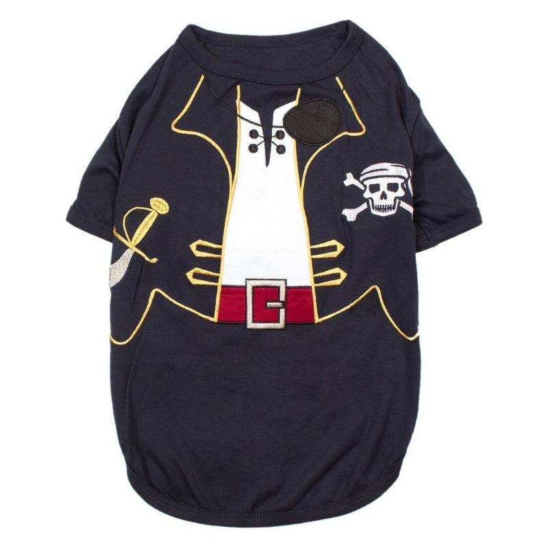 Pirate Captain Black Costume Embroidered Dog T-Shirt
