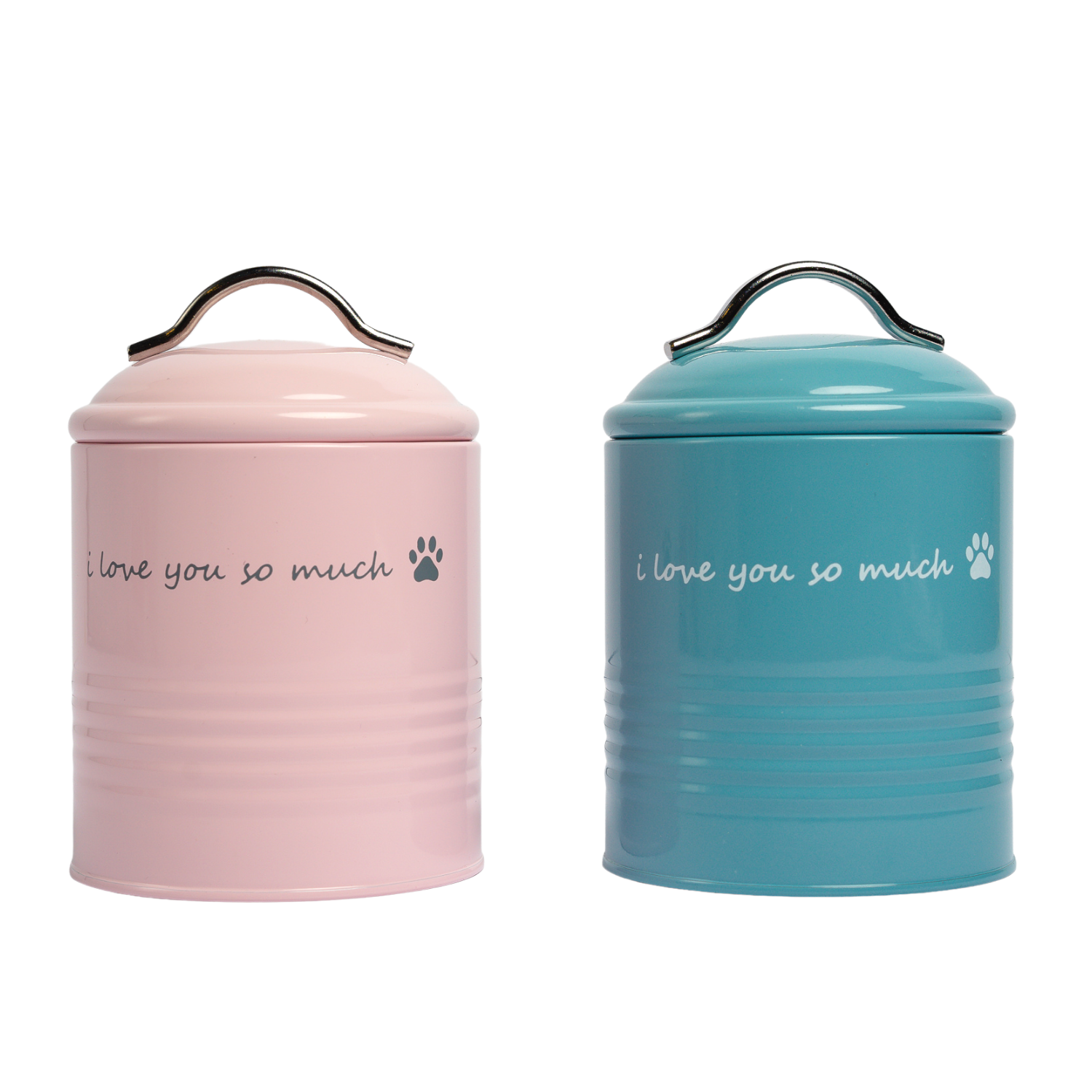 "I Love You So Much" Dog Treat Canister Gift Set – Pink & Blue