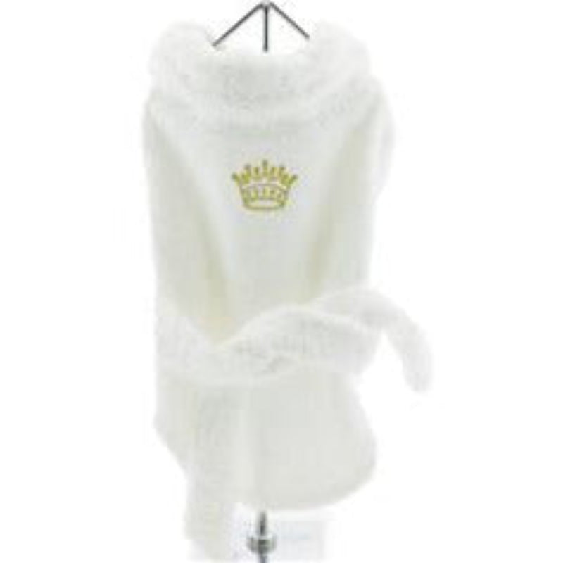 White Bathrobe with Gold Crown for Pets 100% Combed Cotton Terrycloth