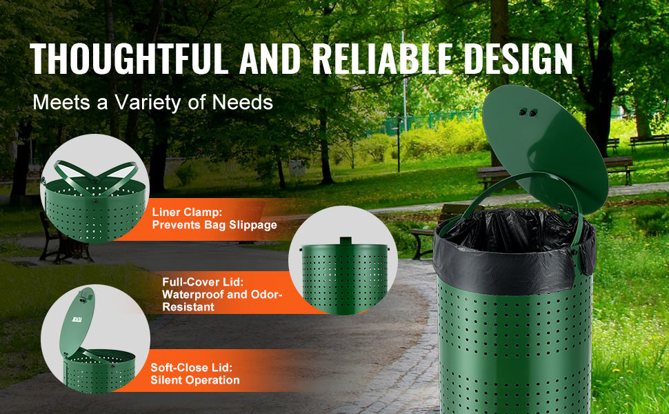 VEVOR 11.5-Gallon Outdoor Dog Poop Trash Can – Heavy-Duty Pet Waste Bin with Lid for Yard, Park, or Dog Waste Station