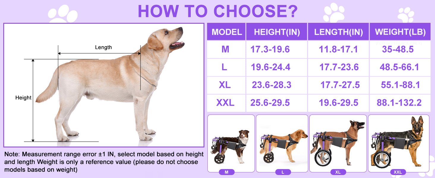 Dog Wheelchair for Back Legs – Lightweight Aluminum Frame with All-Terrain Wheels | Mobility Support for Large Dogs