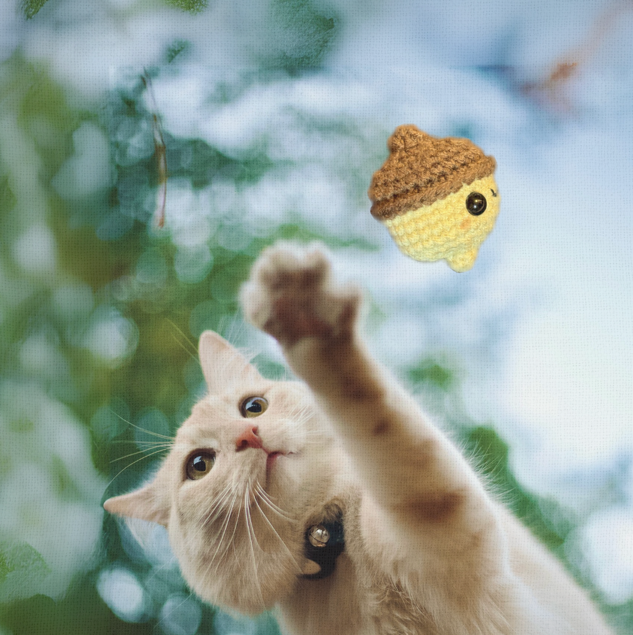 Handmade Catnip Toy | Augie the Acorn Chunkle Puff Infused with Miracle Nip Botanicals