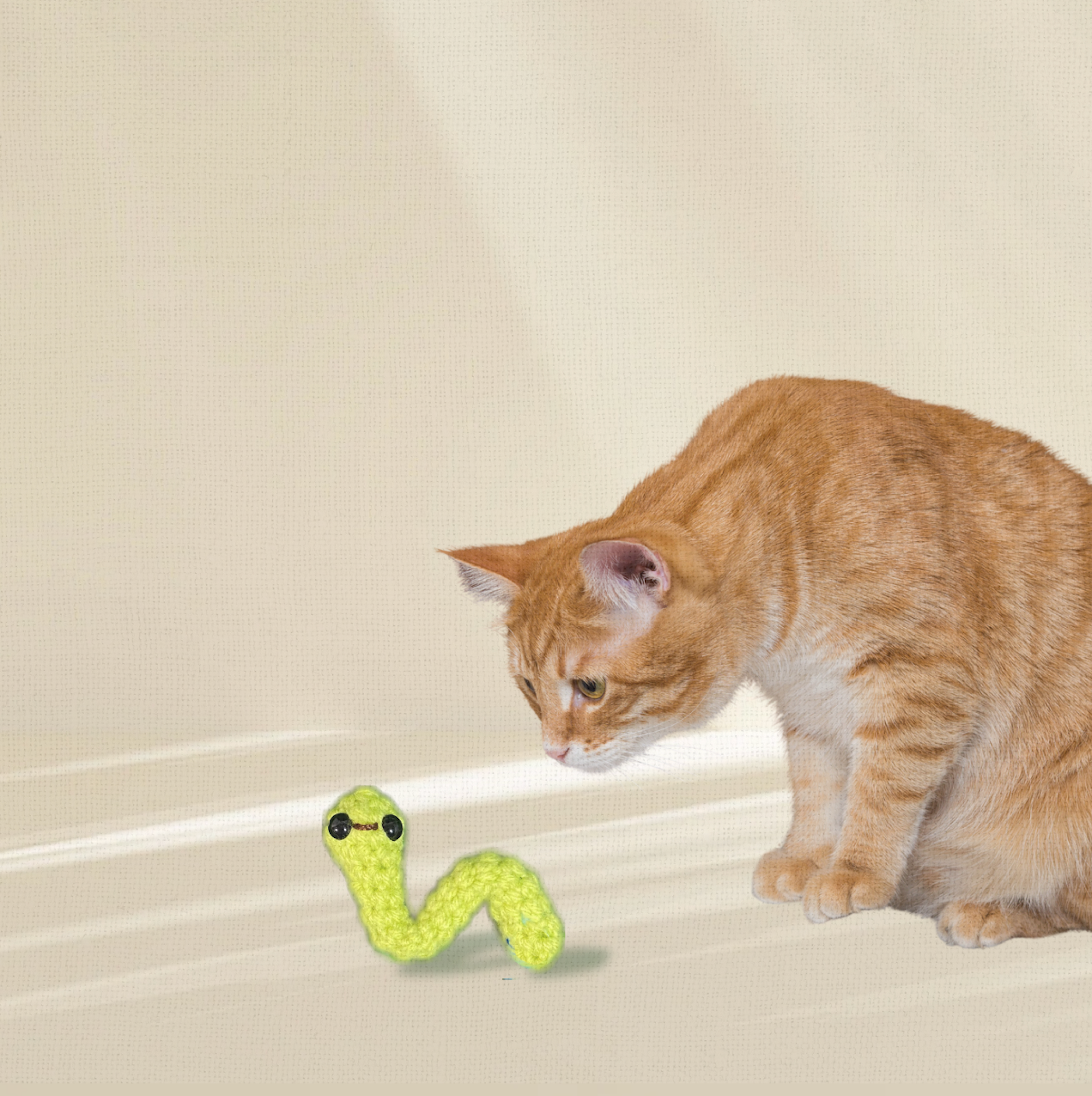 Handmade Catnip Toy | Noodle the Inchworm Chunkle Puff Infused with Miracle Nip Botanicals