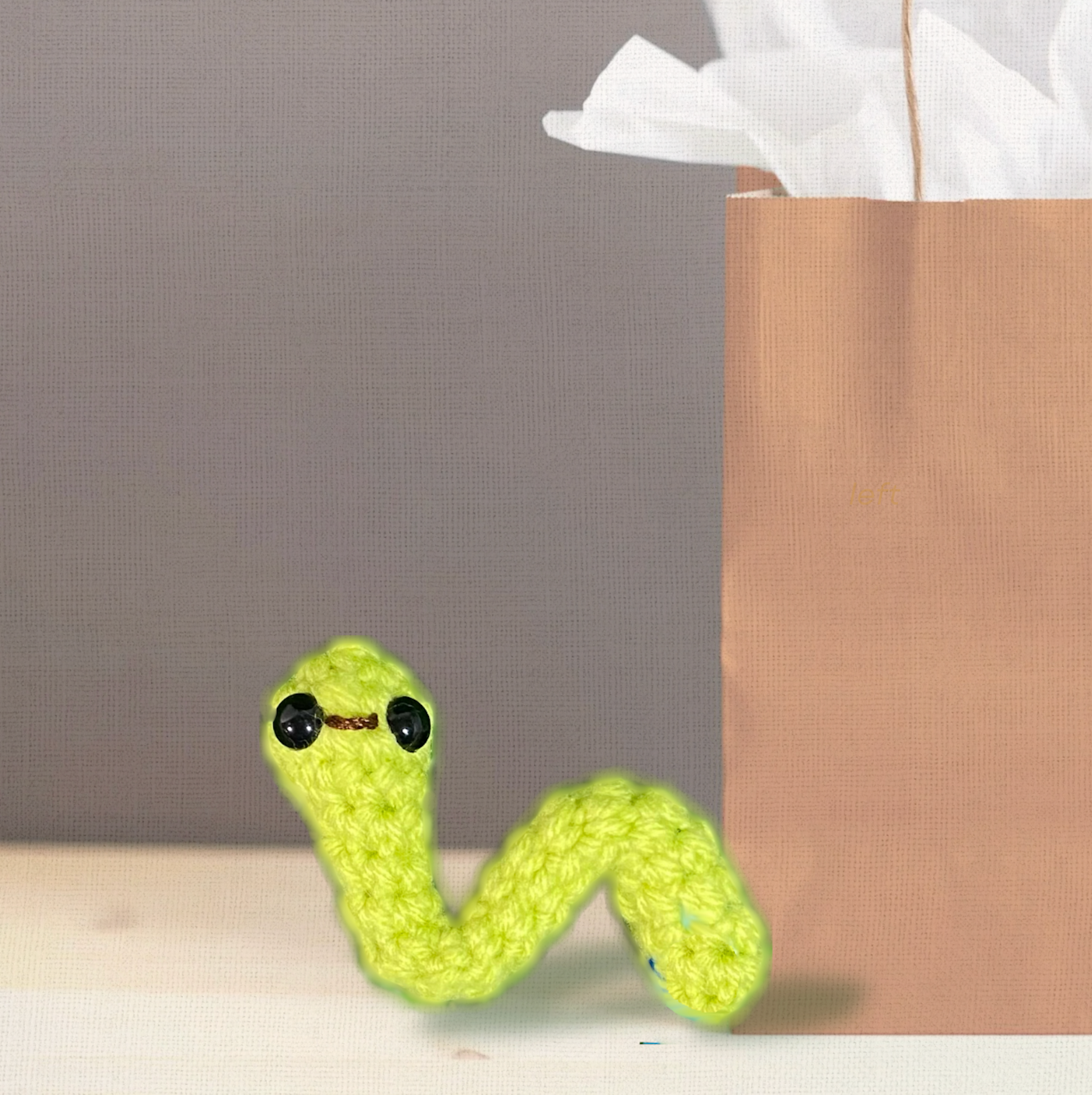 Handmade Catnip Toy | Noodle the Inchworm Chunkle Puff Infused with Miracle Nip Botanicals