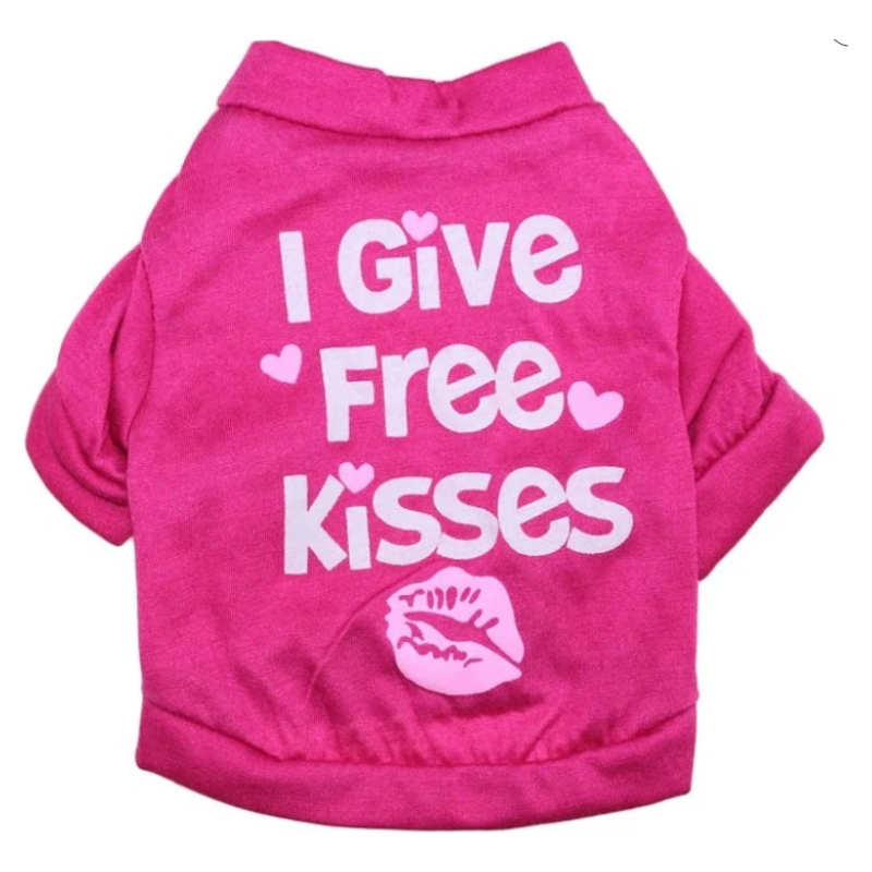 I Give Free Kisses Dog Tee in Pink or Blue