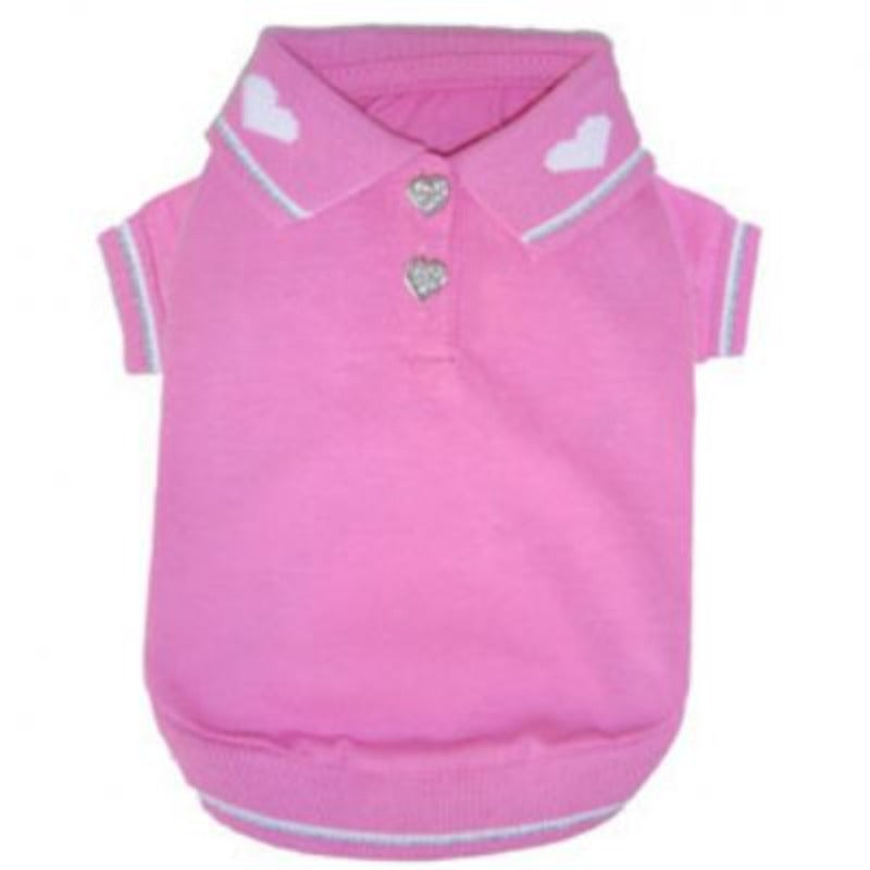 Pink Heart Collared Pet Polo